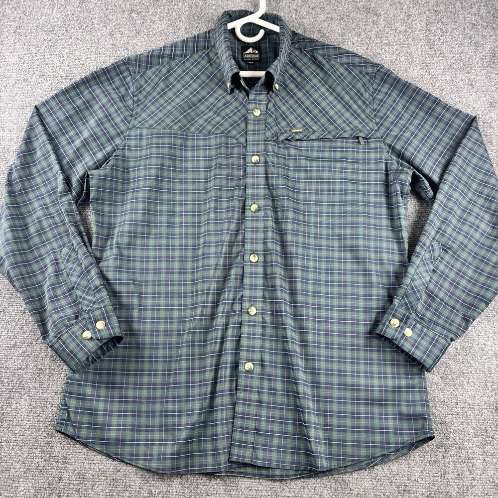 Kantukan Mens 105 Shirt Green Plaid Outdoor Long Sleeve Pocket
